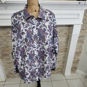 Talbots floral paisley button down plus size blouse top‎ 24W